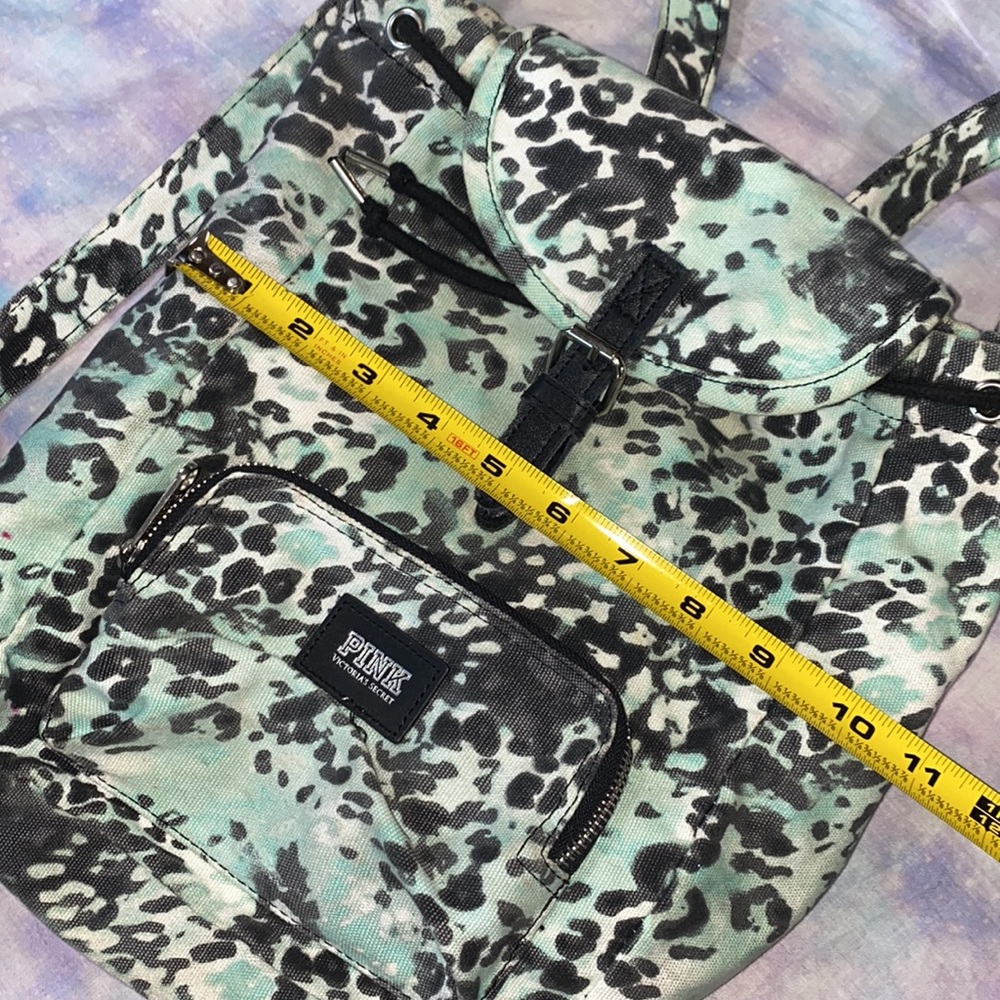 VS PINK • 2013 Teal Animal Print Drawstring Mini Backpack - Picture 11 of 14